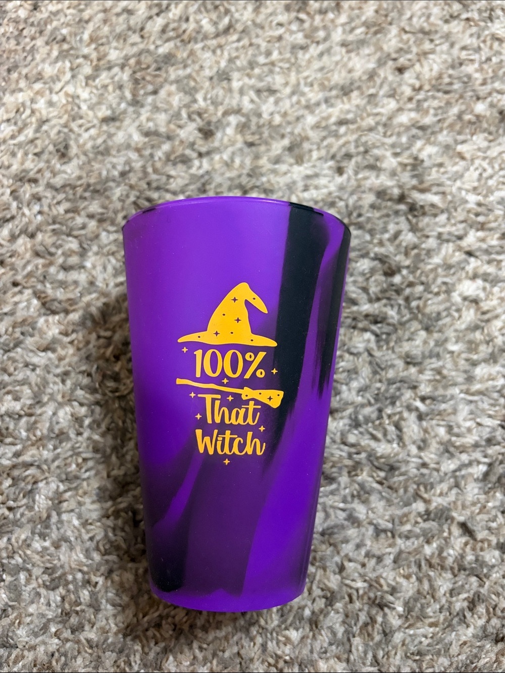 Purple '100% That Witch' Party Cup - Halloween Drinkware Soft Silicone 16oz Cup